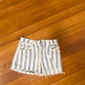 Pull & Bear Denim Shorts size 26 Blue and White Stripe Jeans